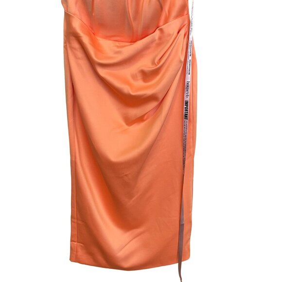 House of CB Midi Dress Corset Orange Strapless Ruched Sexy Sz Large NWT - Picture 7 of 11
